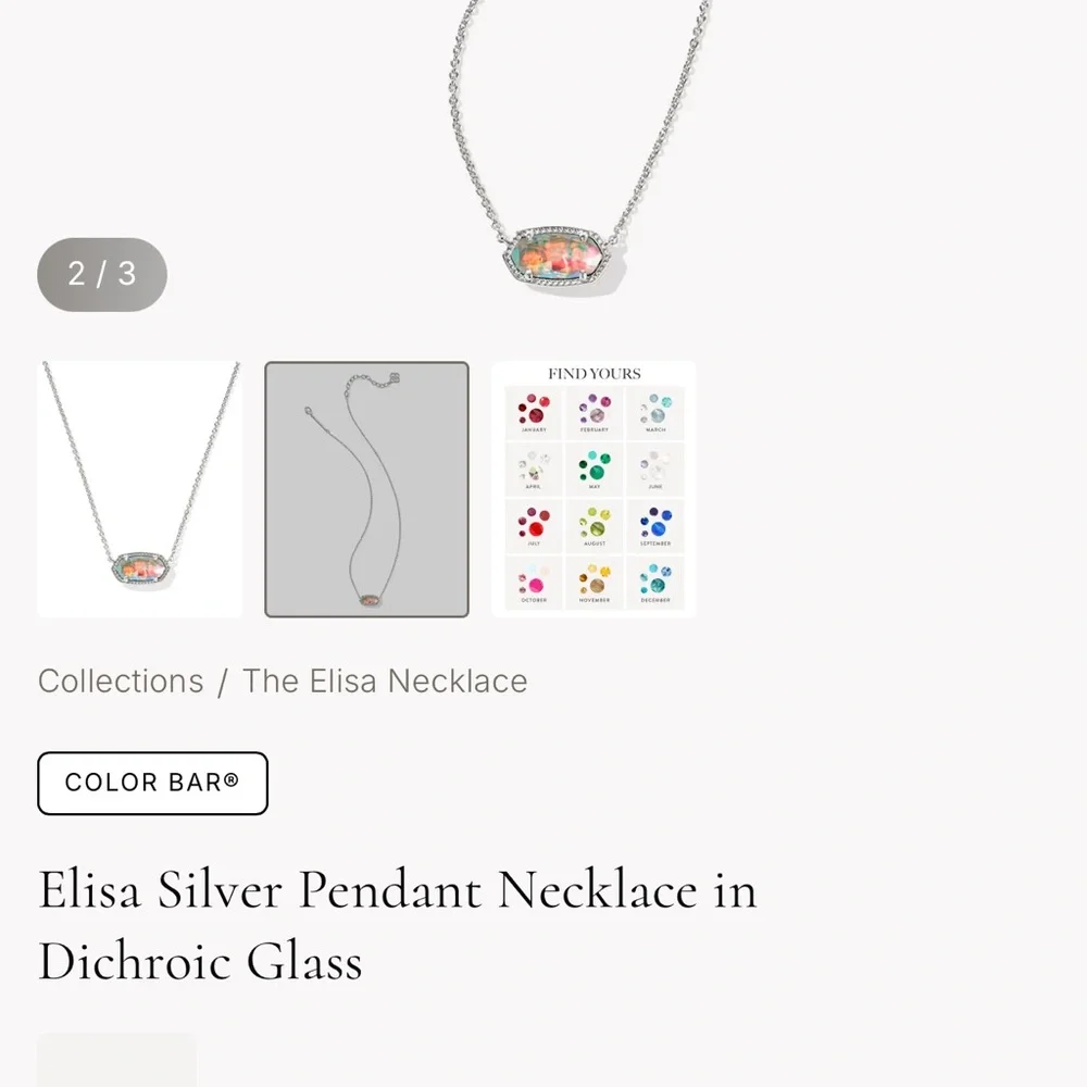 Kendra Scott Elisa Silver Pendant Necklace in
Dichroic Glass - Picture 3 of 5
